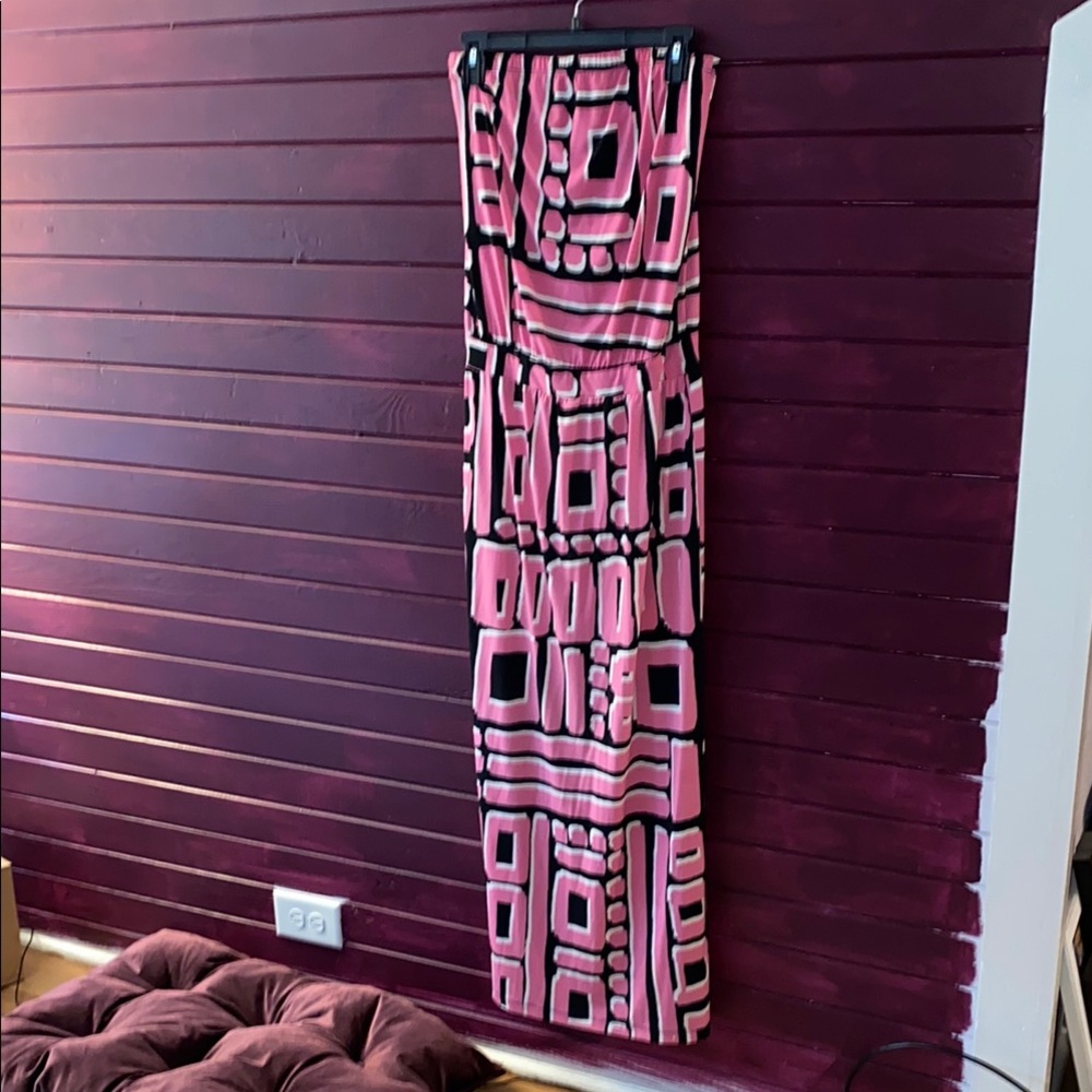 TORI RICHARD | Pink and Black Patterned Maxi Dress